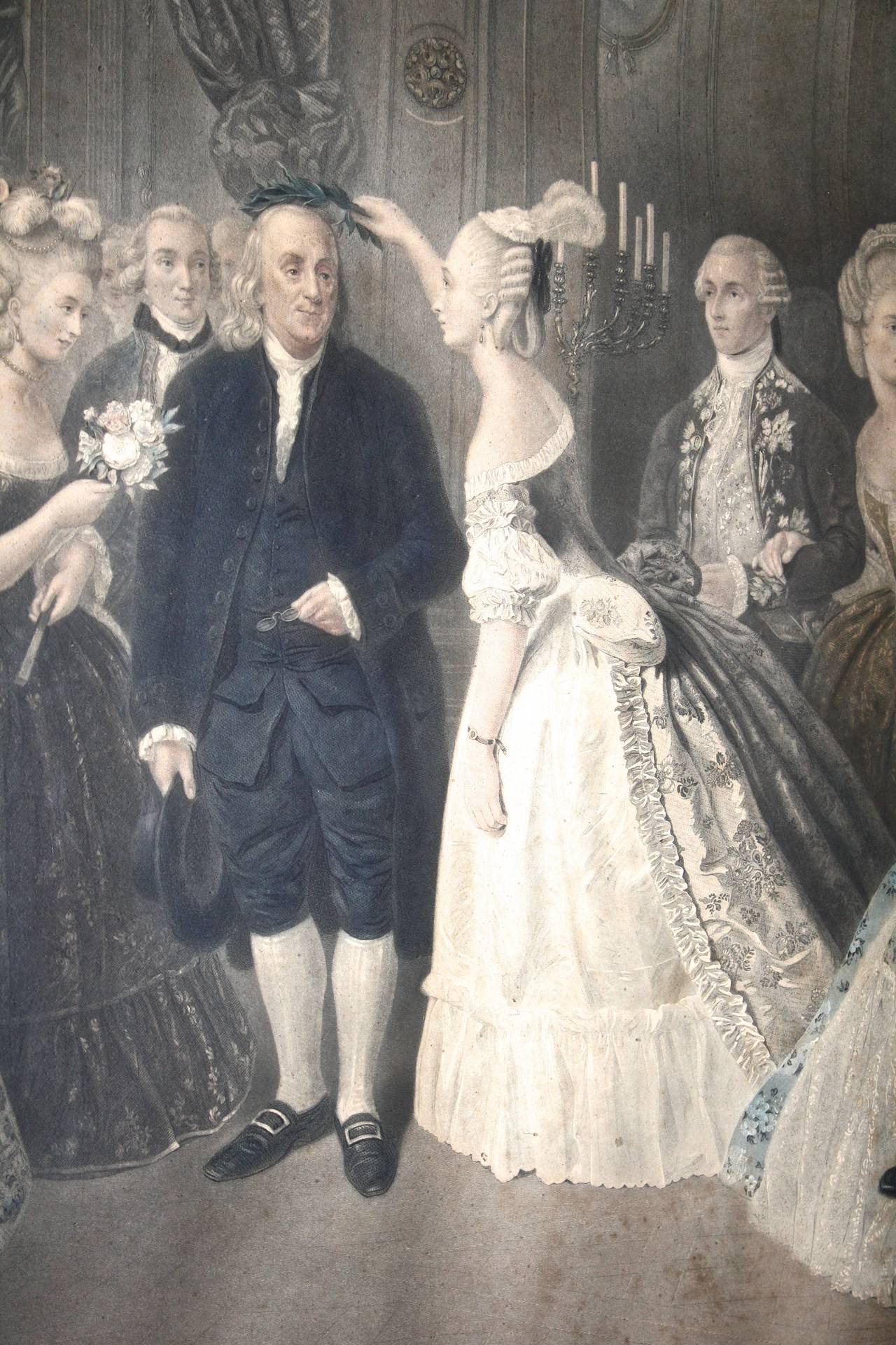 Engraving of Franklin at the Court of France 1778 at 1stDibs