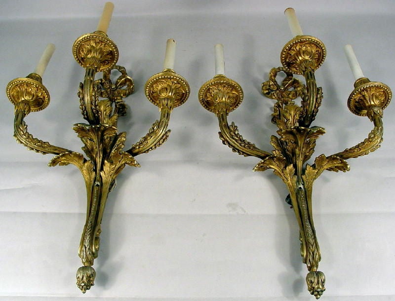 Spanish Pair of Rococo Revival 'House of Bourbon' Sconces For Sale