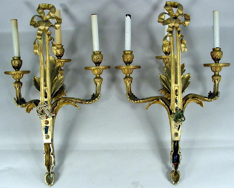 Forged Pair of Rococo Revival 'House of Bourbon' Sconces For Sale