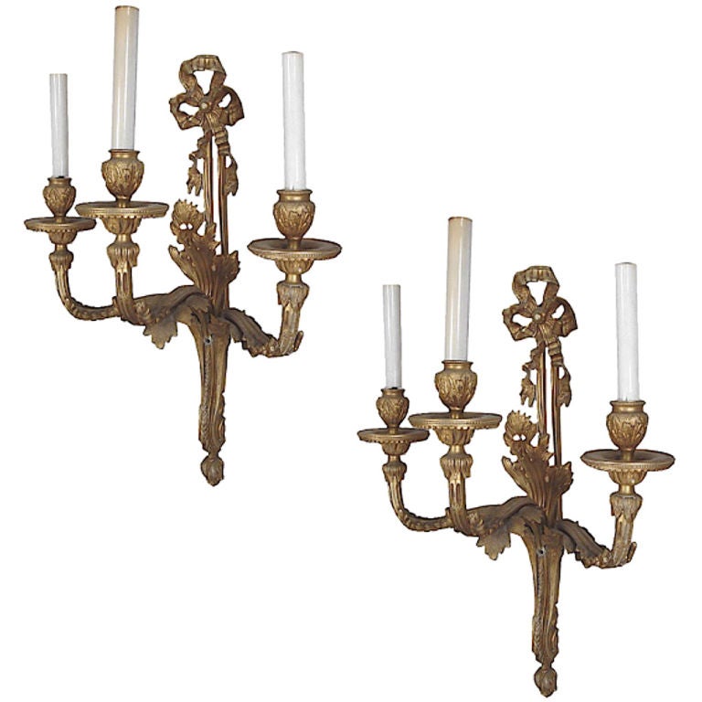Pair of Rococo Revival 'House of Bourbon' Sconces For Sale