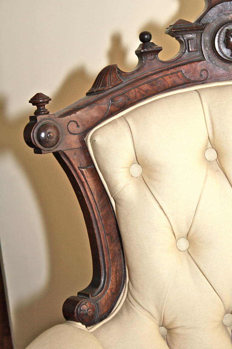 American Rococo Revival John Jelliff Armchair For Sale