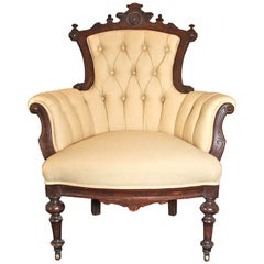 Antique Rococo Revival John Jelliff Armchair