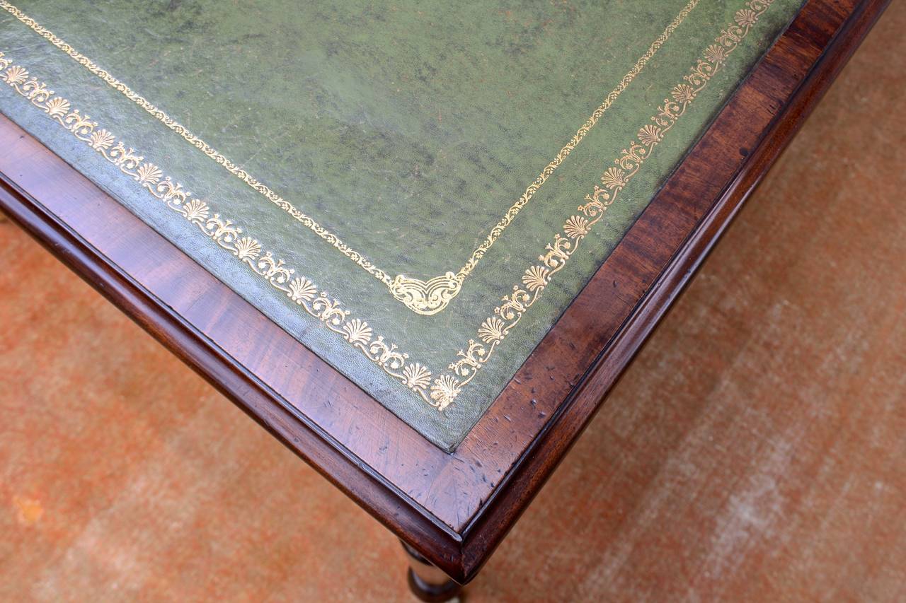 Forged Edwardian Leather-Top Library Table