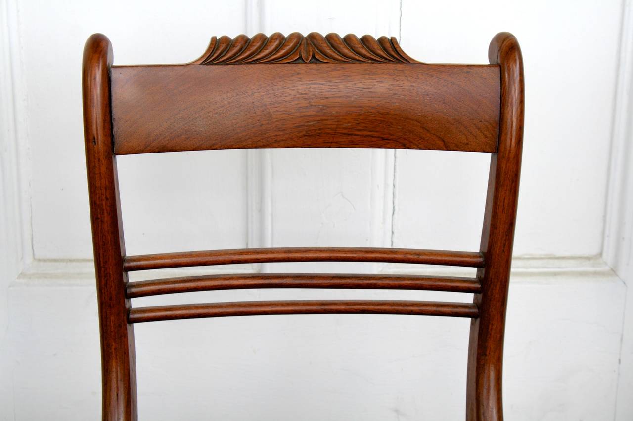 Hand-Carved SIX Philadelphia Klismos Dining Chairs For Sale