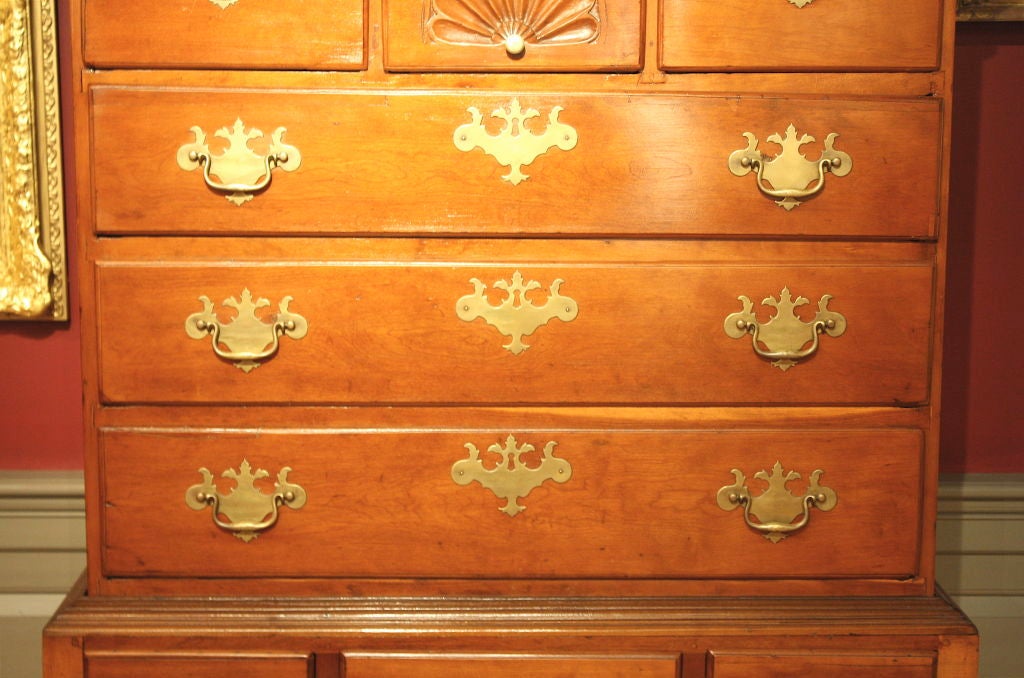 18th Century and Earlier Connecticut River Valley Queen Anne Cherry Highboy