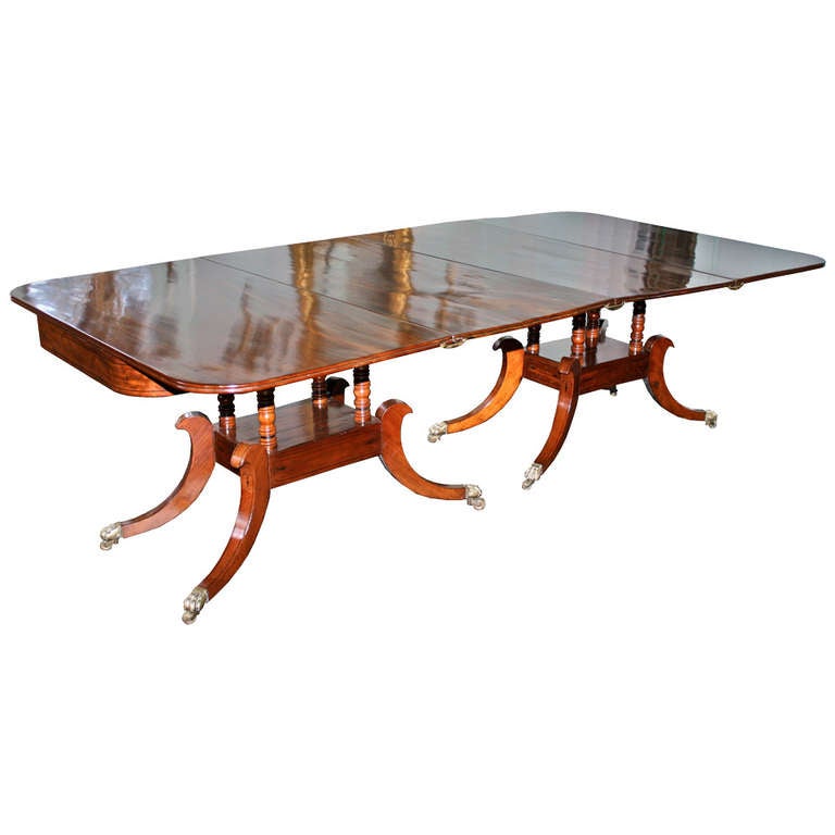 Regency Double Pedestal Sheraton Manner Dining Table