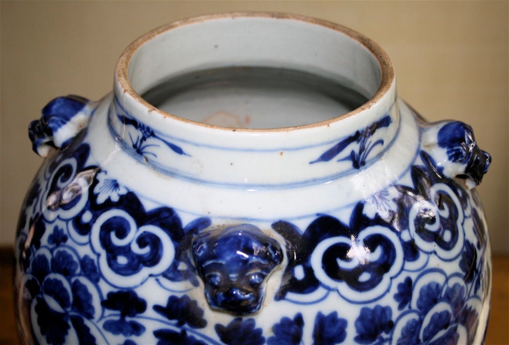 Chinese Export Blue & White Flowered Vine Baluster Jar 2