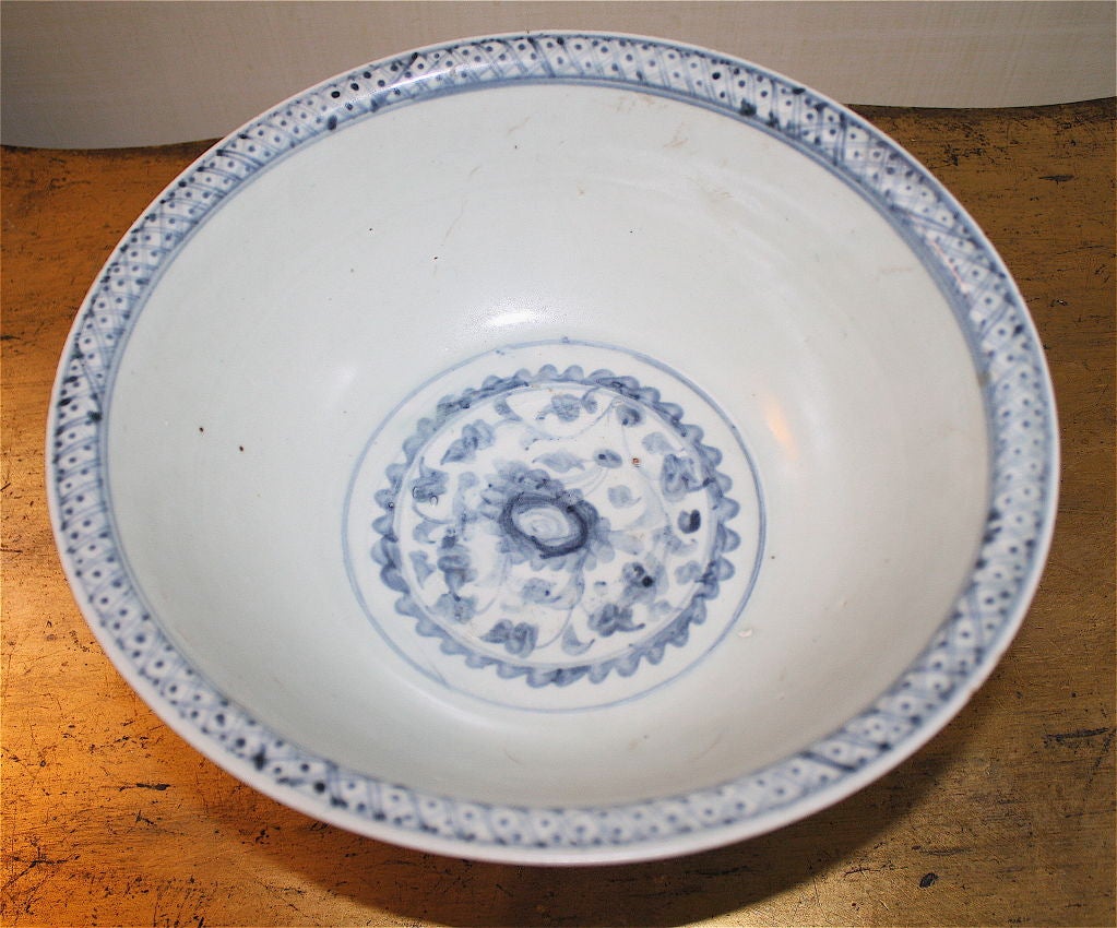 Chinese Blue & White Large Quianlong Period Provincial Bowl 1