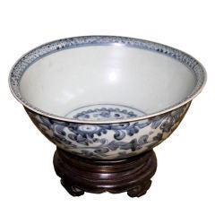 Chinese Blue & White Large Quianlong Period Provincial Bowl
