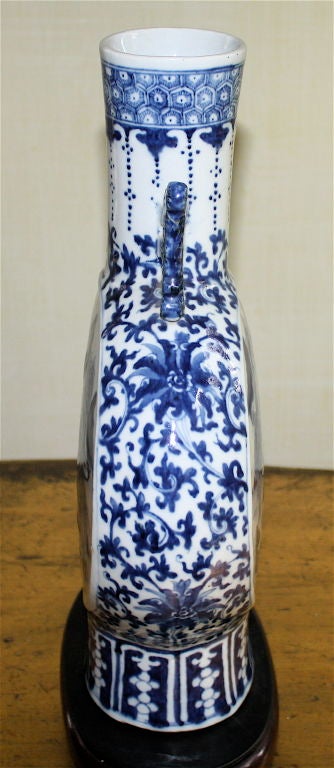19th Century Chinese Export Blue & White Pilgrim or Moon Flask