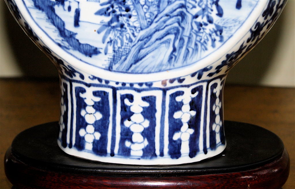 Chinese Export Blue & White Pilgrim or Moon Flask 4