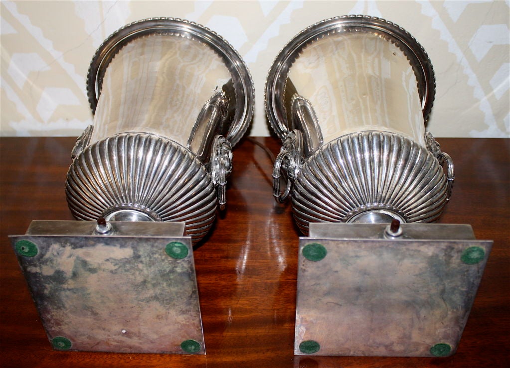 19th Century PAIR Sheffield Bottle Cooler Up-Lights For Sale