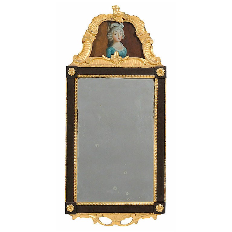 Nordic Rococo Eglomise Crested Mirror