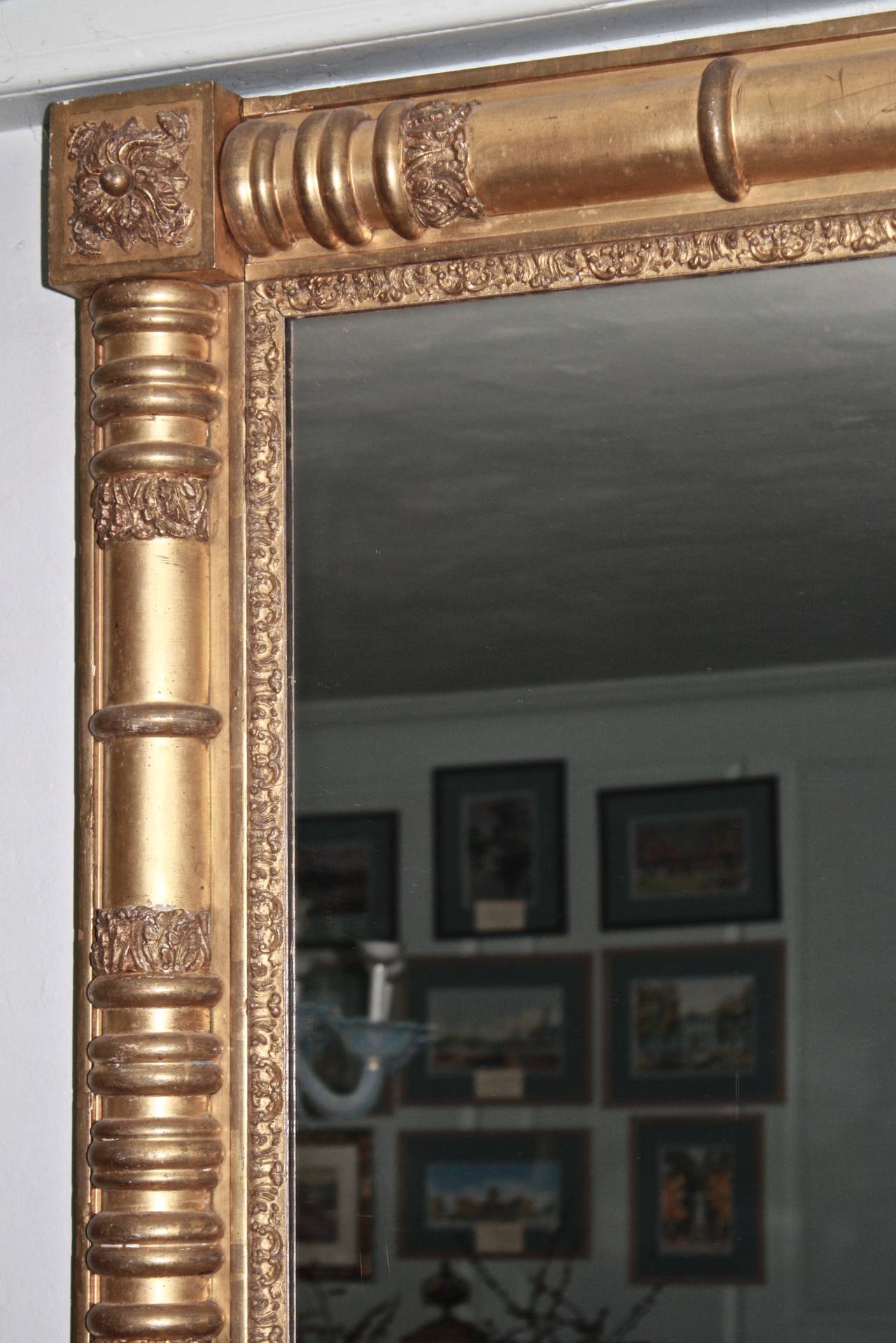 Hand-Crafted American Classical Giltwood Pier or Overmantle Mirror For Sale