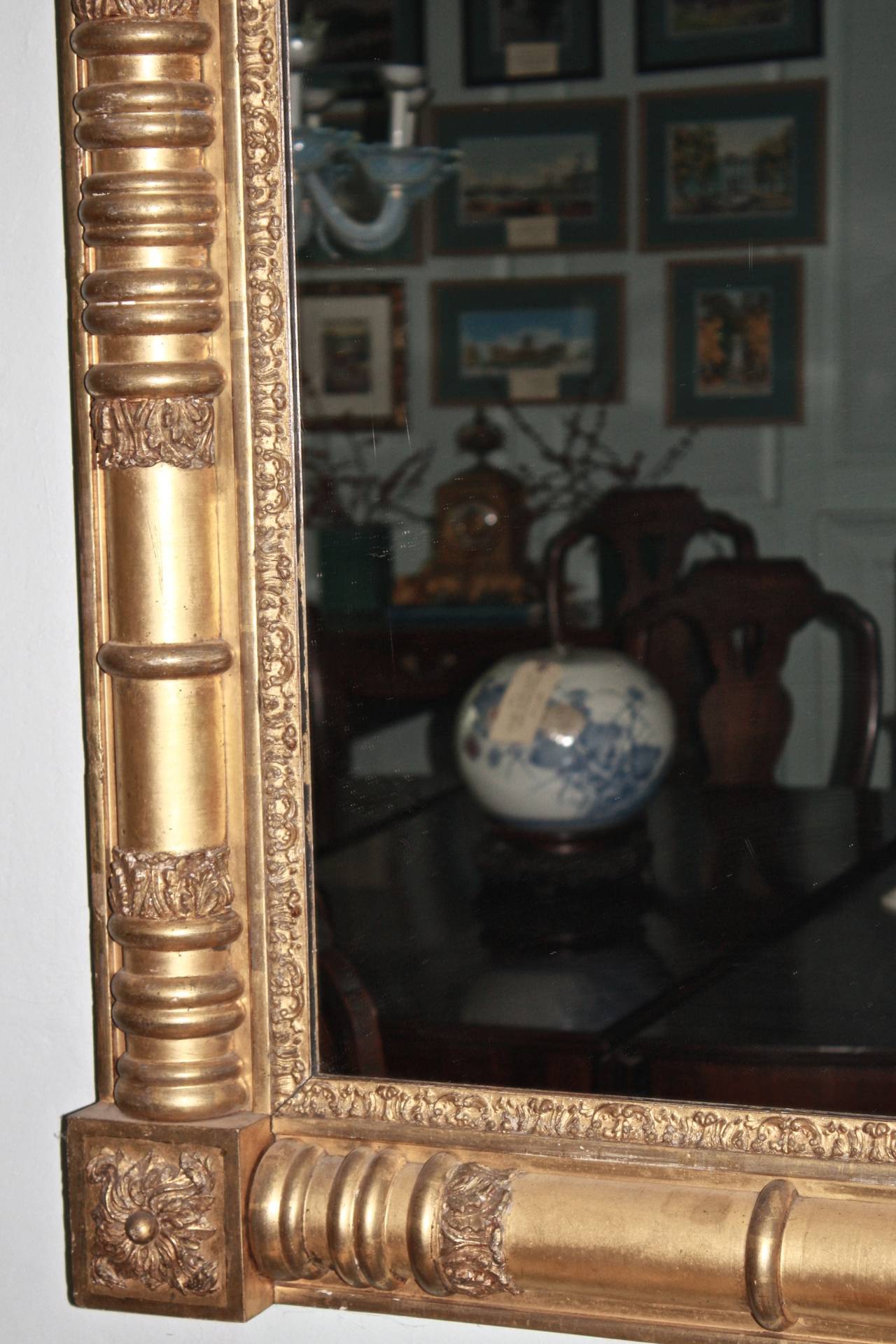 Mid-19th Century American Classical Giltwood Pier or Overmantle Mirror For Sale
