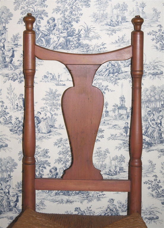 18th Century and Earlier Massachusetts Baluster Splat Salmon Painted Chair
