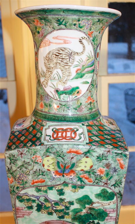 Chinese Famille Verte Tall Vase 3