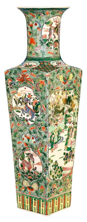 Chinese Famille Verte Tall Vase