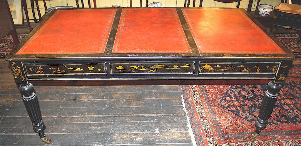 William IV Japanned Partners' Bureau Plat (Writing Desk)