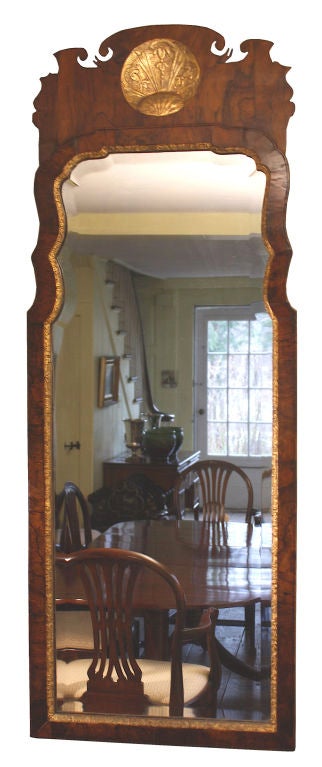 Queen Anne Period Tall Walnut Pier Mirror