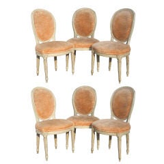 SIX Louis XVI Painted Side Chairs - Chaises en Peinte