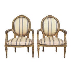PAIR #1 - Italian Gilded Oversized Armchairs