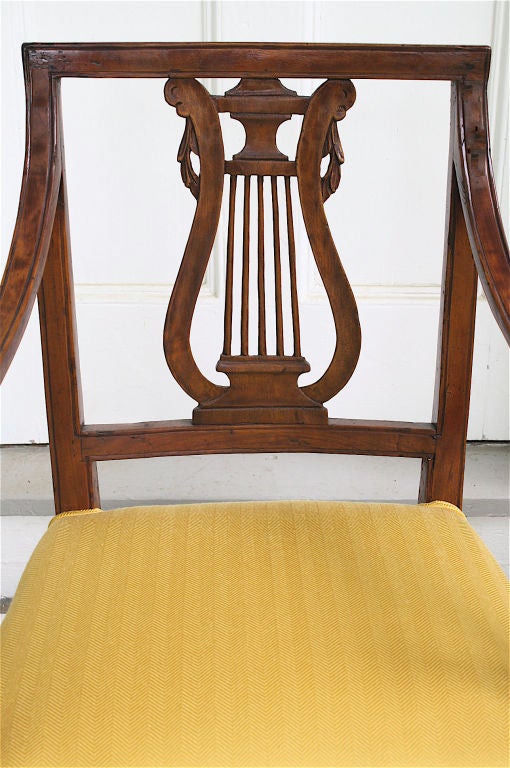 TWO Italian Neoclassical Lyre Back Piedmontese Armchairs For Sale 1