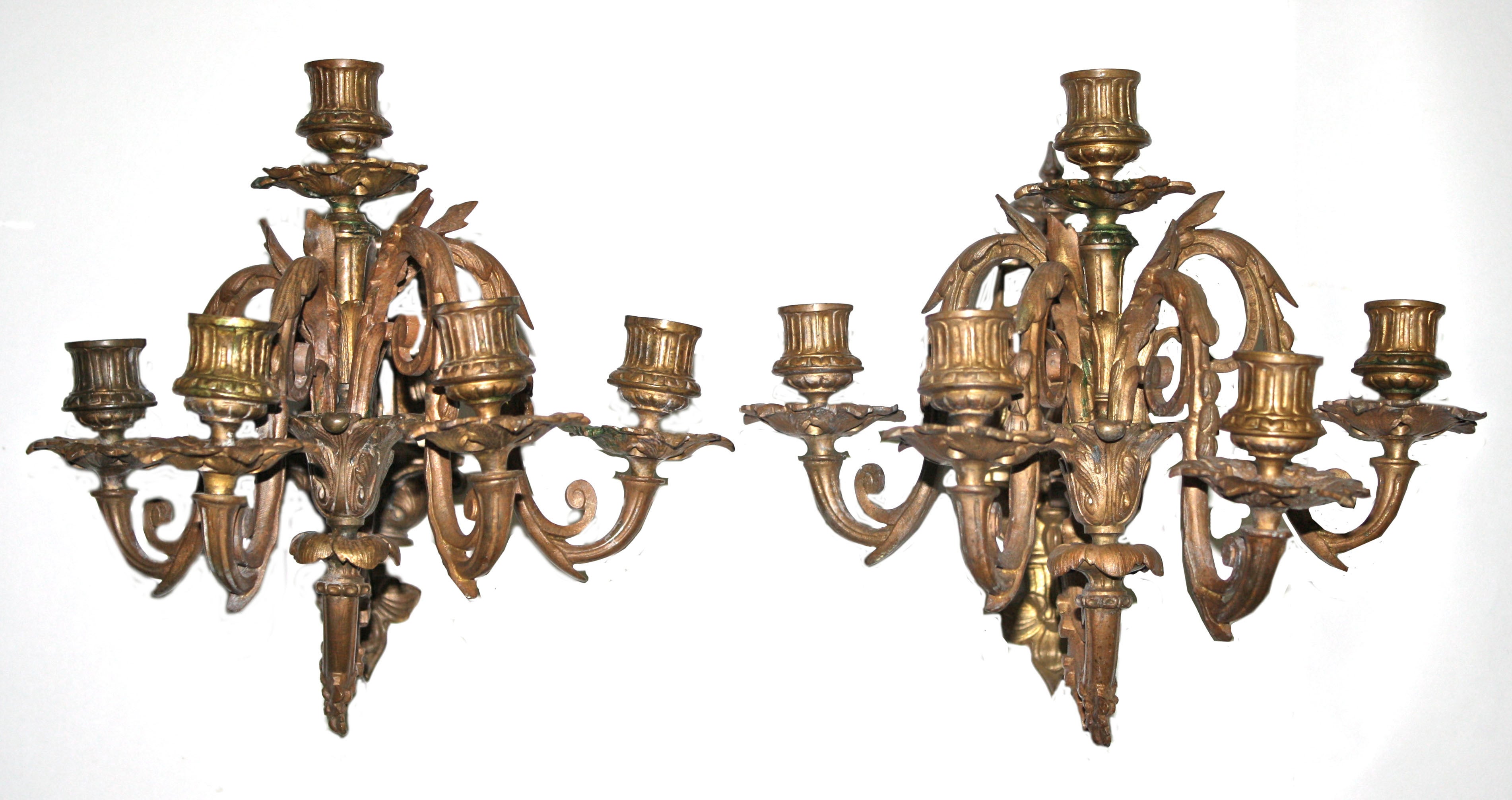 PAIR Neoclassical Revival Five-candle Girandoles - Astor Provenance For Sale