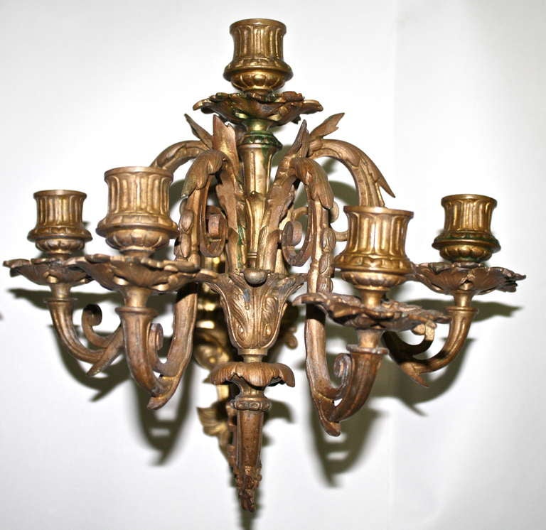American PAIR Neoclassical Revival Five-candle Girandoles - Astor Provenance For Sale
