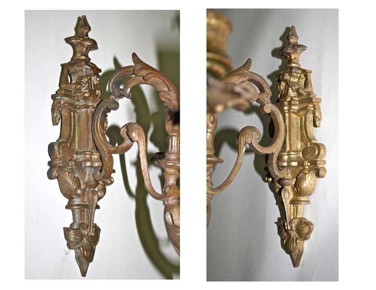PAIR Neoclassical Revival Five-candle Girandoles - Astor Provenance In Good Condition For Sale In Woodbury, CT