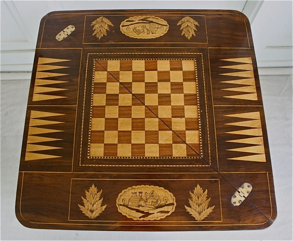 Marquetry Inlaid 'Handkerchief Fold' Games or Corner Table