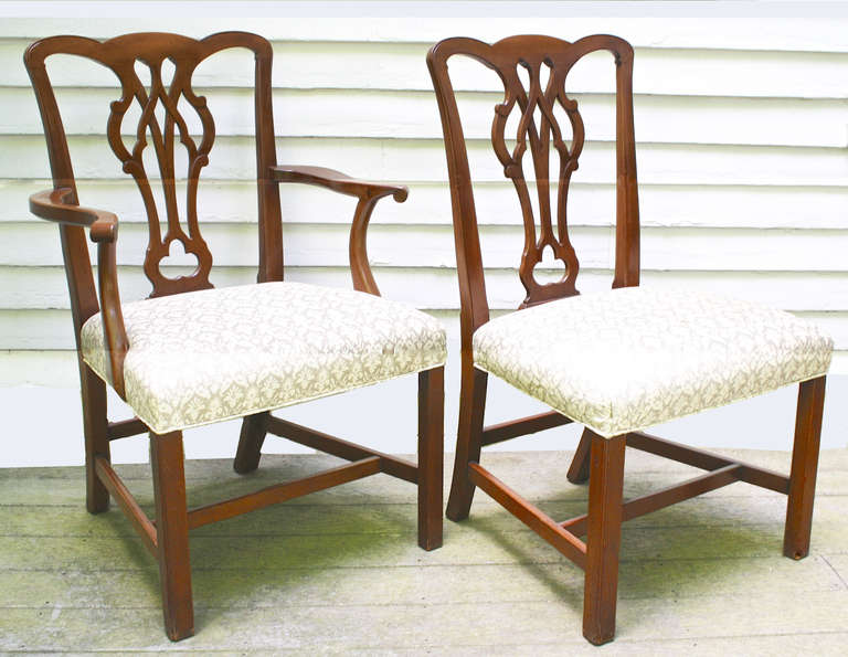 20th Century Set of 10 American Chippendale Revival Dining Chairs
