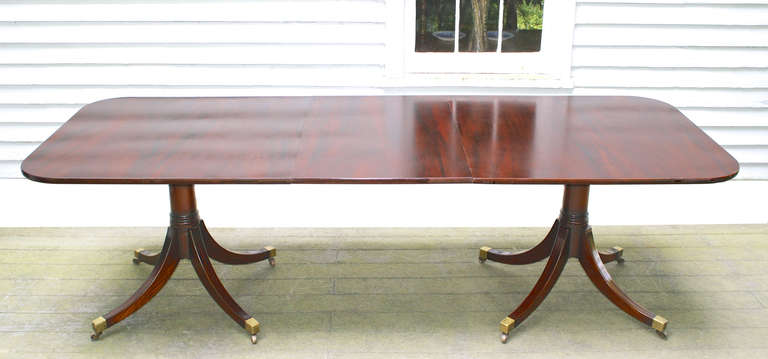 20th Century American Federal Revival Double Pedestal Dining Table