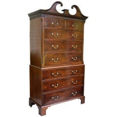 George III Mahogany Swans' Neck Pediment Chest on Chest