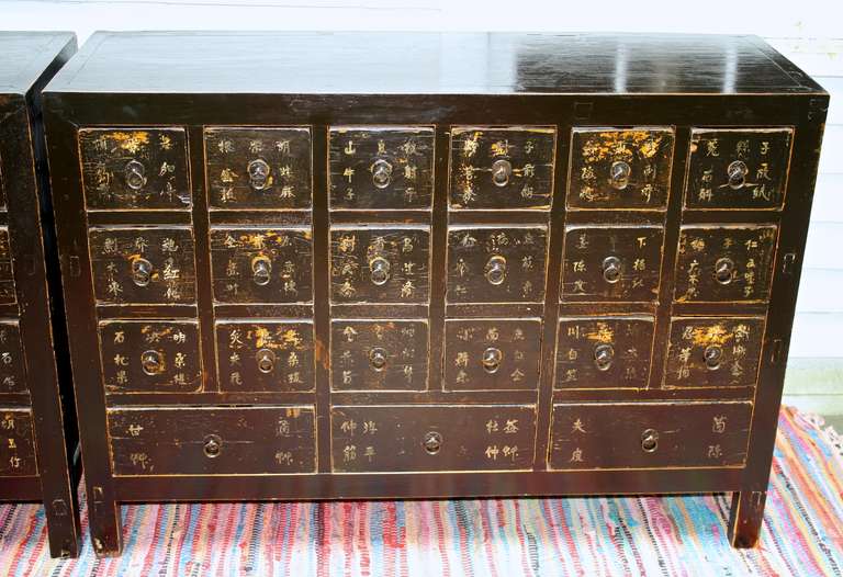 PAIR of Chinese Jiangxi Province Apothecary Chests In Distressed Condition In Woodbury, CT