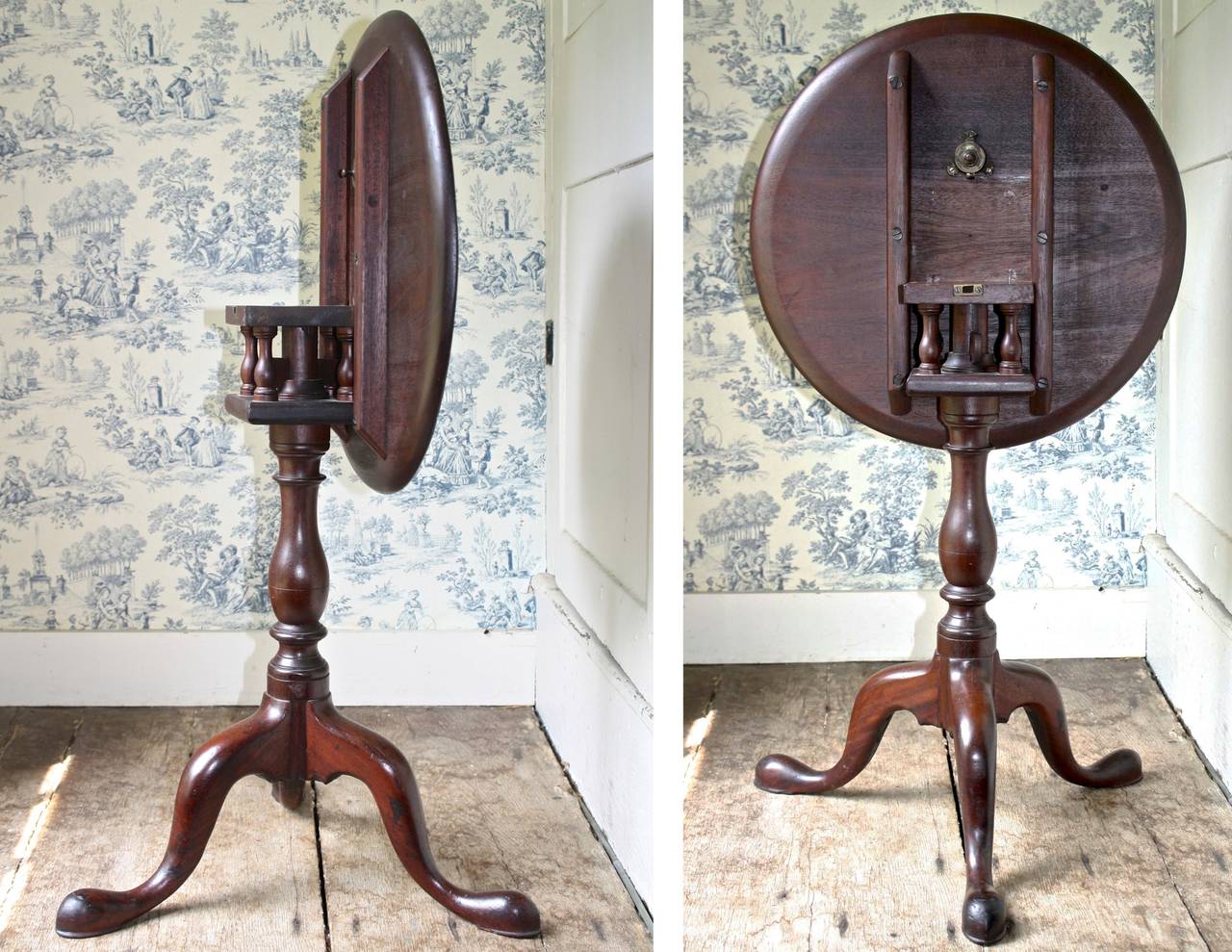 Pennsylvania Queen Anne Smaller Tilt-Top Table In Good Condition For Sale In Woodbury, CT
