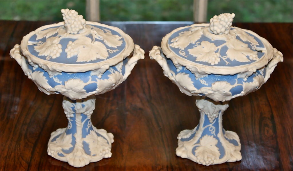 Hand-Crafted Staffordshire Parian Bisque Porcelain Fruit Service For Sale