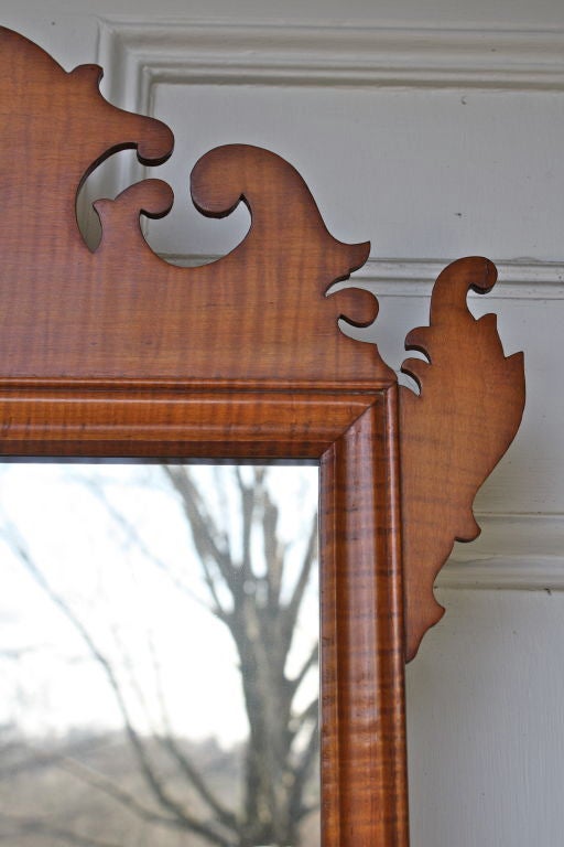 American Chippendale Revival Tiger Maple Mirror 4
