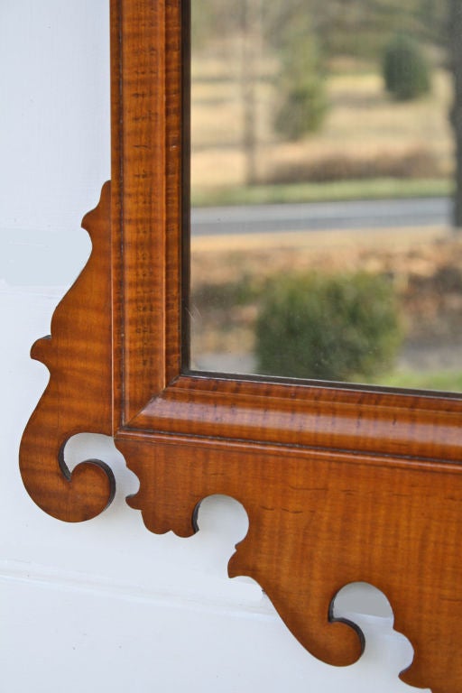 American Chippendale Revival Tiger Maple Mirror 5