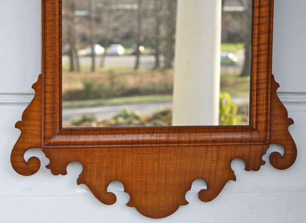 19th Century American Chippendale Revival Tiger Maple Mirror