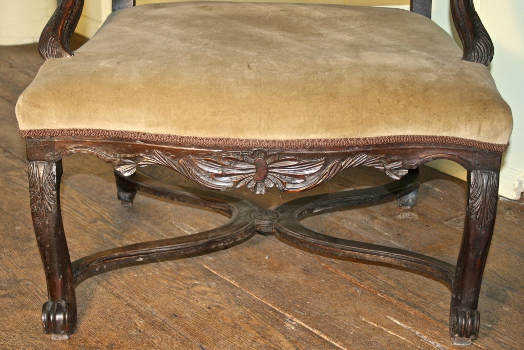 18th Century Regence Fauteuil Salon Armchair For Sale