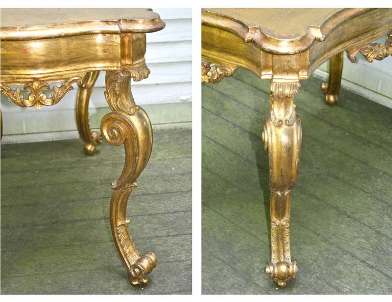 18th Century and Earlier Florentine Giltwood Center or Console Table