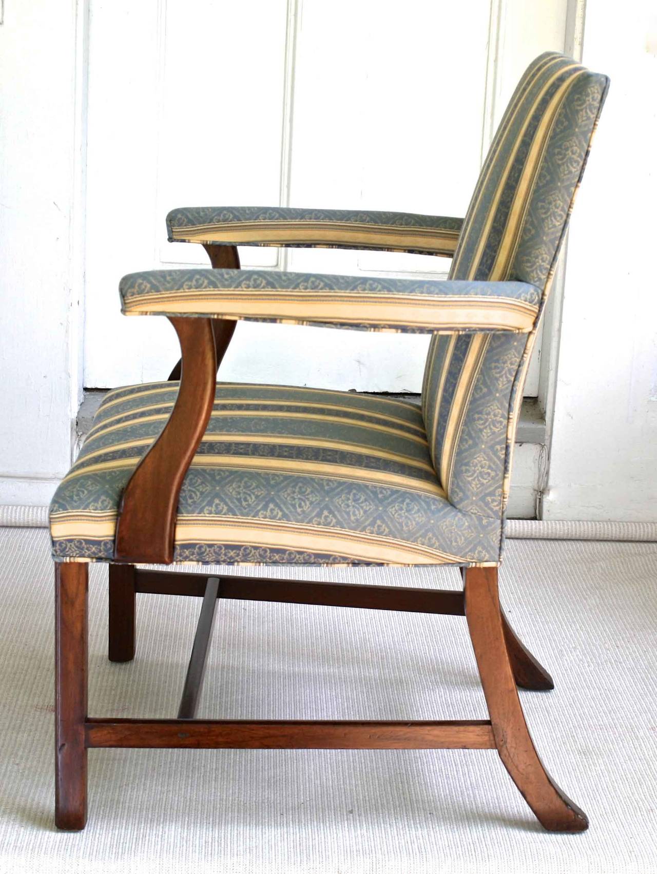 Hand-Carved New England Federal Period Library Armchair
