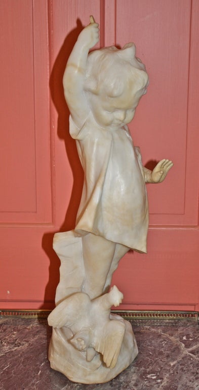 Italian School Alabaster Pastoral Statue 1