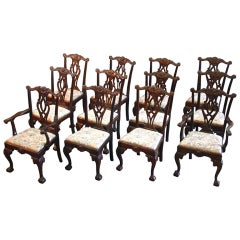 Antique 12 Philadelphia Chippendale Revival Dining Chairs