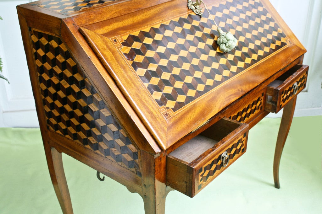 18th Century and Earlier Louis XV Parquetry Secretaire