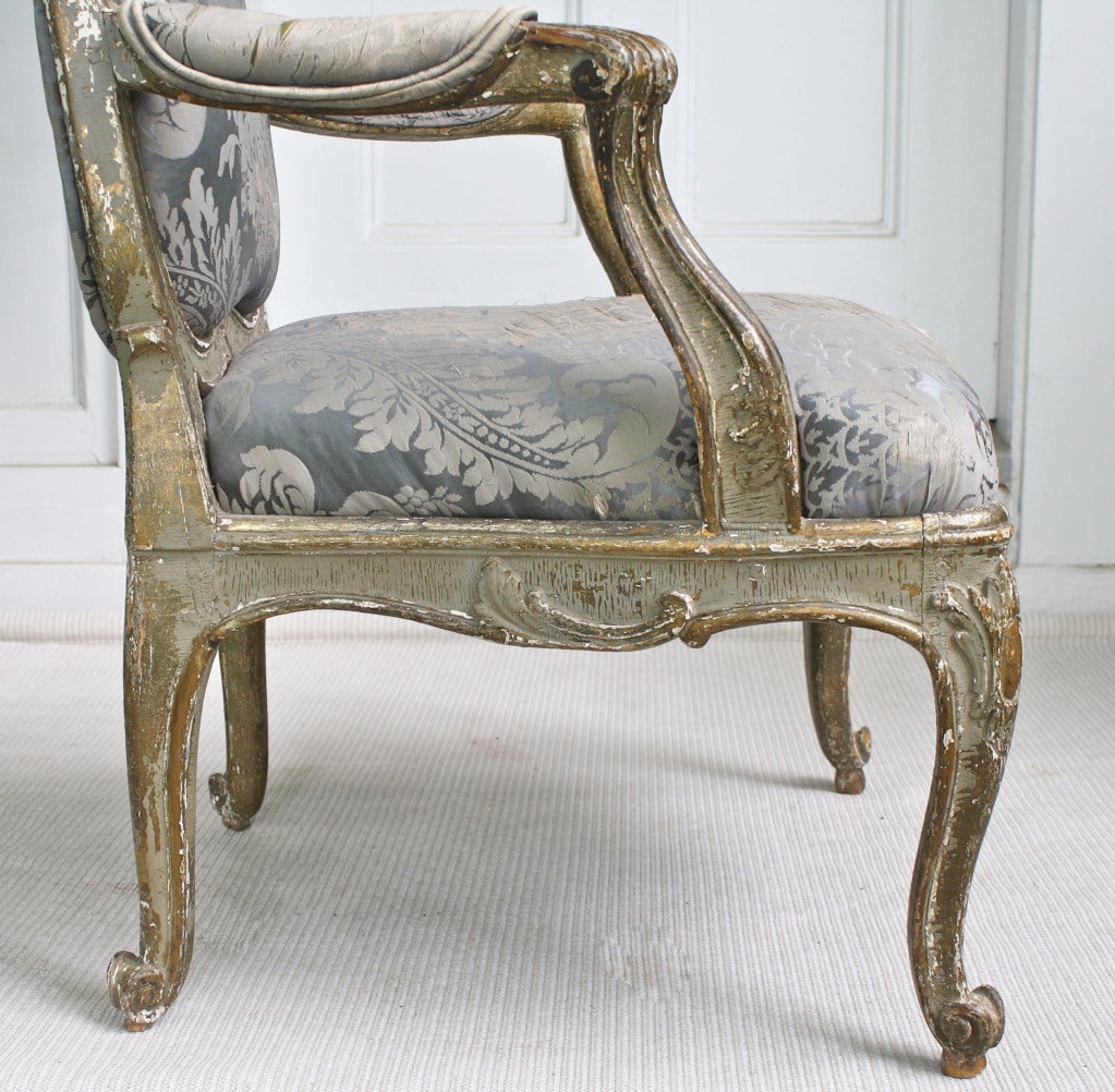 Mid-18th Century Italian Rococo Genoese Fauteuil For Sale