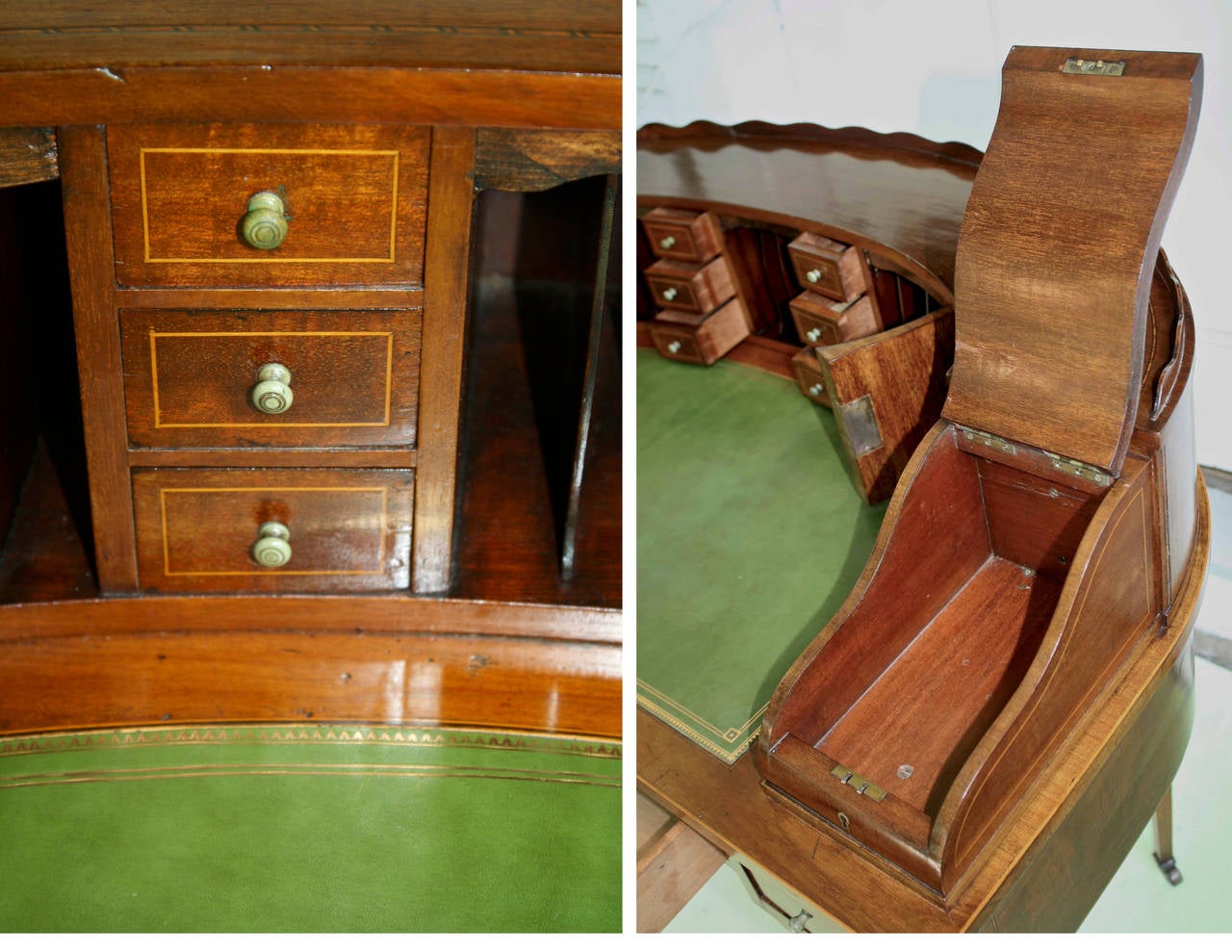 English Inlaid Mahogany Carlton House Desk For Sale