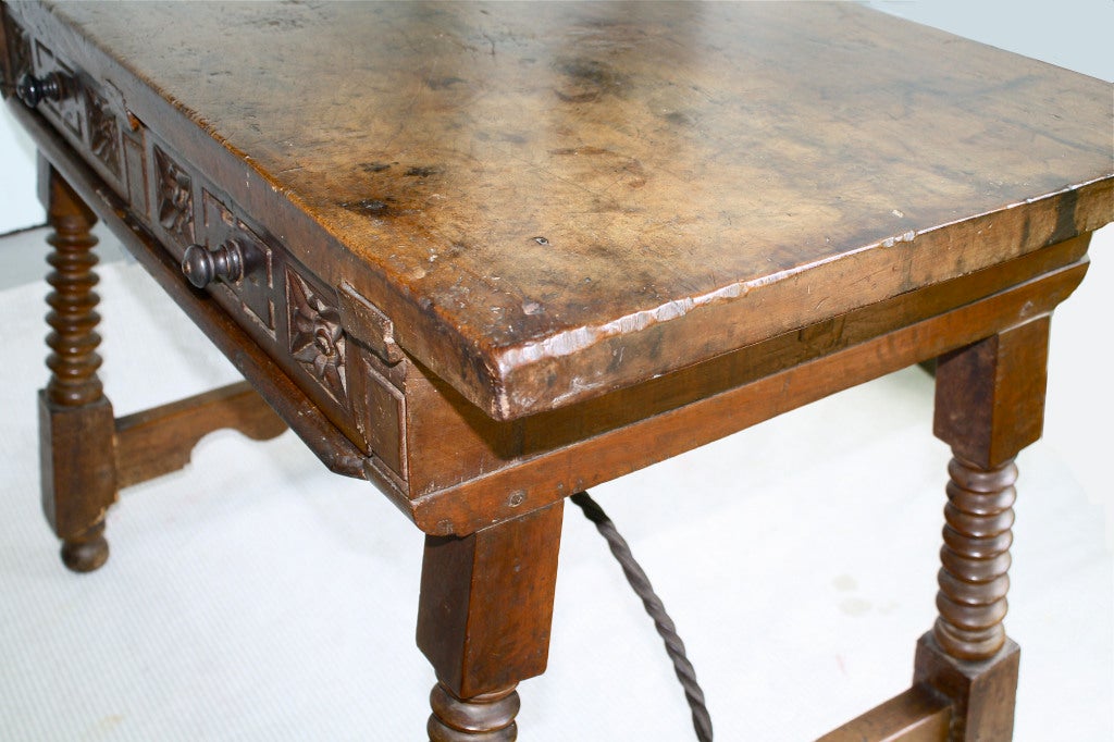 Spanish Baroque Walnut Table For Sale 3
