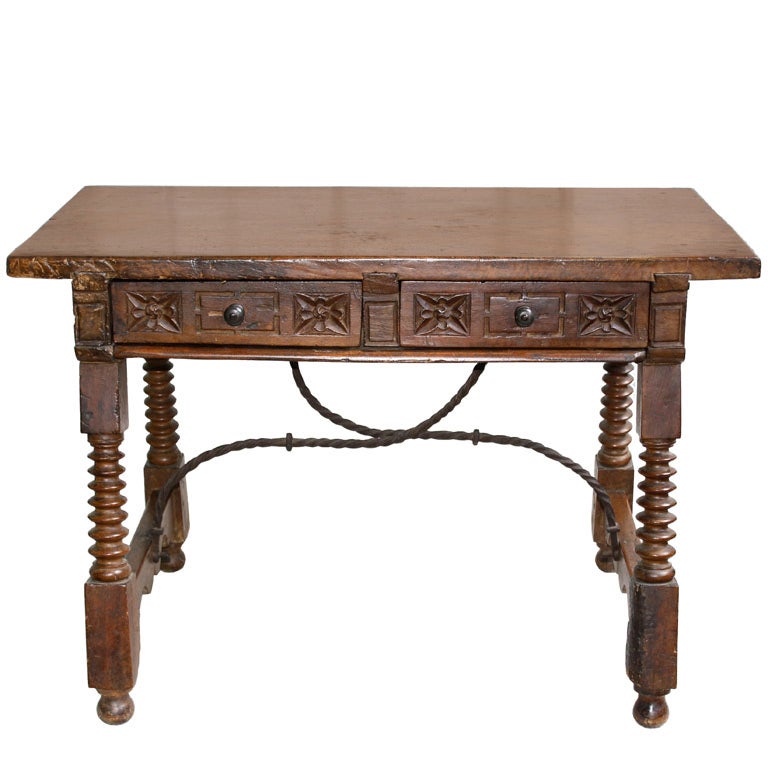 Spanish Baroque Walnut Table For Sale